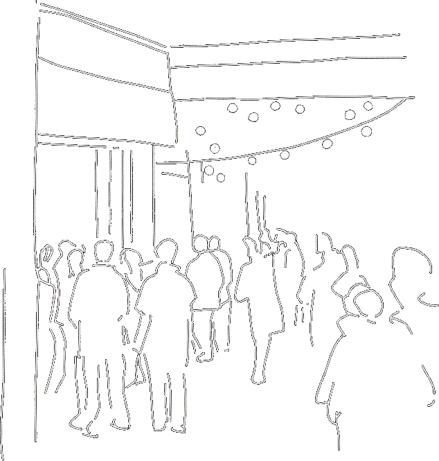Hand-drawn illustration of people queuing